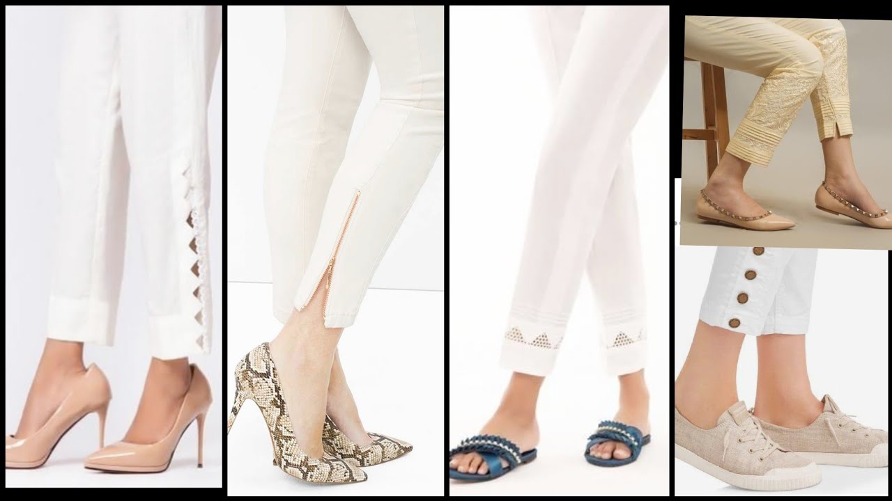 Women's Slim Twill Pants with Buttons/Top 50 Trouser Designs For 2020