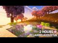 2 Hours of Cozy Minecraft Sunset 🌸 Relaxing Axolotl Pond &amp; Ambient Piano (Sleep/Study)