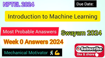 Introduction to Machine Learning - IIT Madras | Week 0 Quiz | Assignment 0 Solution | NPTEL | SWAYAM