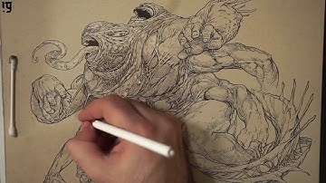 Monster Drawing - Part 5 - Shading, Highlights and Finishing Touches (Final Part)