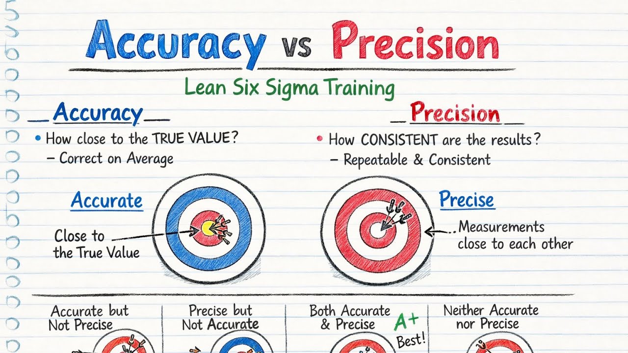056 MSA | Precision | Accuracy vs Precision | Lean Six Sigma Training ...