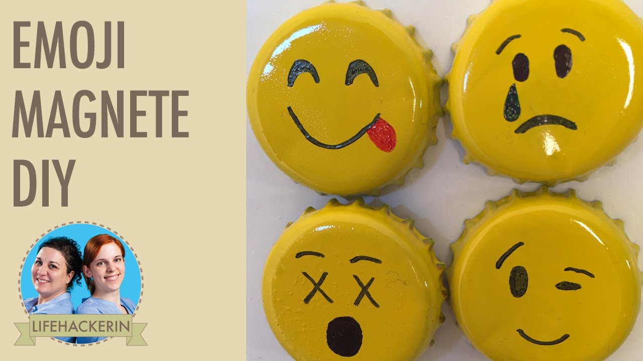 Emoji Kronkorken basteln I Smiley Magnete selber gestalten - YouTube