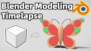 Blender Beginner Tutorial | Modeling a Butterfly from a Cube (Step-by-Step Timelapse)