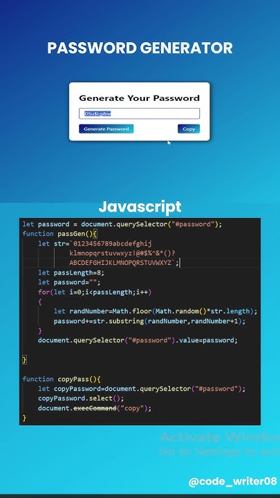 Random Password Generator using HTML CSS & JavaScript | #shorts # ...
