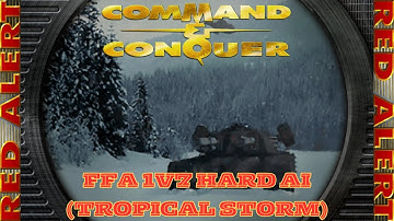 Command And Conquer Red Alert Skirmish FFA 1V7 (Tropical Storm) RTS Sovjet Gameplay PC