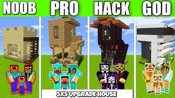 Minecraft Battle 5х5 UPGRADE HOUSE FAMILY BUILD CHALLENGE NOOB vs PRO vs HACKER Minecraft Animation