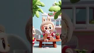 Labubu doll eating icecream #cartoon #kids #labubu