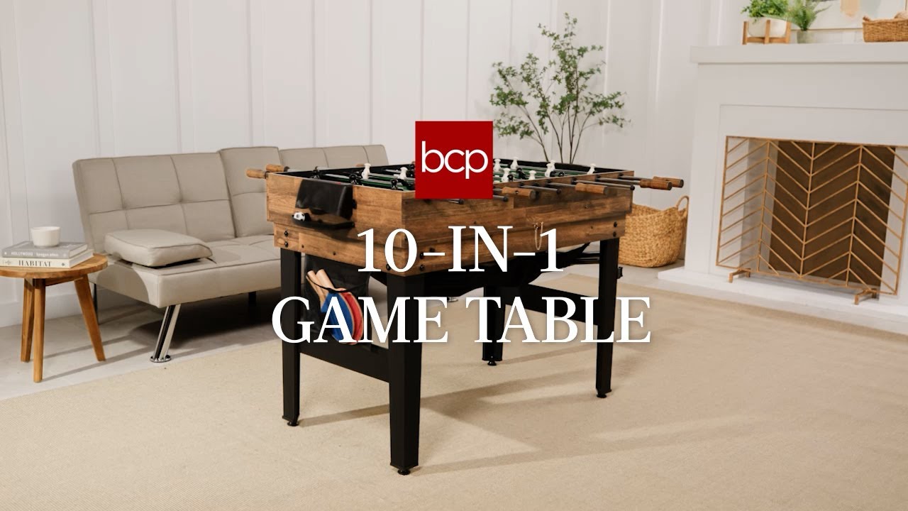10-in-1 Combo Game Table Set w/ Pool, Foosball, Ping Pong, Chess