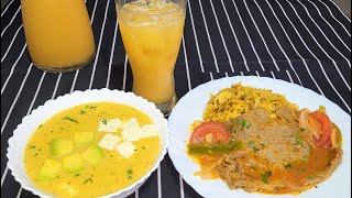 ♨️ALMUERZO 🇪🇨COMPLETO Sopa de avena con queso, Moro de lentejas, bistec de carne y jugo de tomatillo