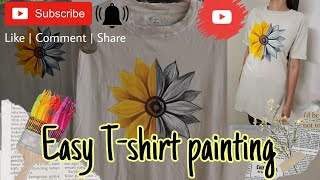 T-shirt painting | Sunflower Black & White Painting | How to paint on T-shirt with acrylic colours