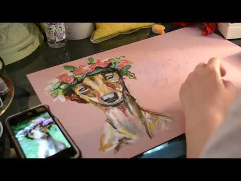 Cute Pups with Flower Crowns timelapse drawing
