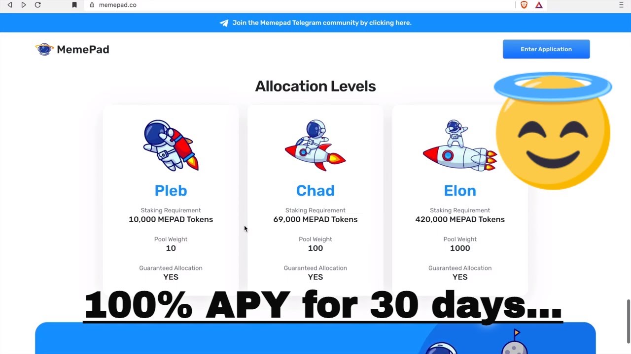 MEMEPAD LAUNCH PAD 100% APY.... FOR 30 DAYS.... Great time to invest...