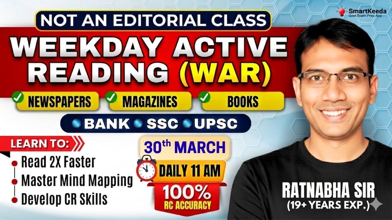 Daily WAR session | 30-March | Reading Comprehension made easy with Active Reading by Ratnabha Sir