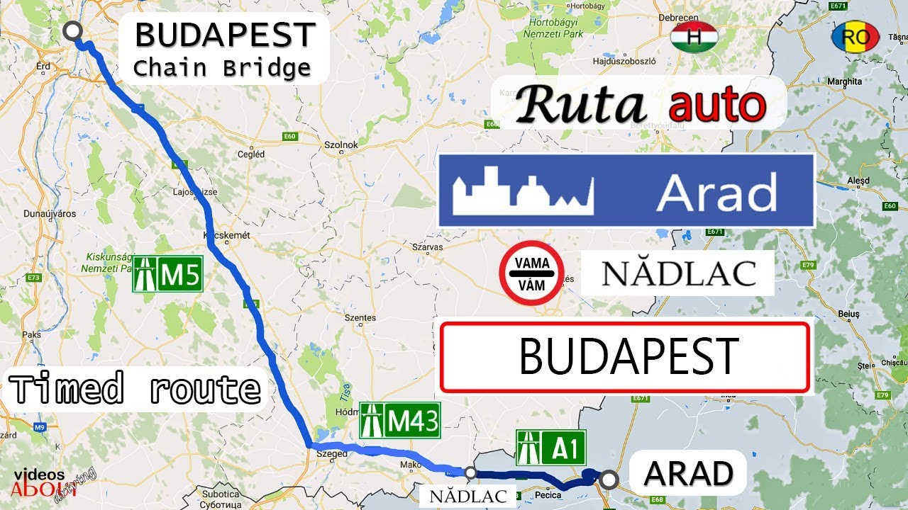 Timed auto route Arad (RO) - Budapest (HU) downtown Chain Bridge | Highway Route | Sony AS300