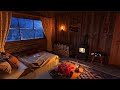 Deep Sleep in a Cozy Winter Hut with Cat | Blizzard & Fireplace Sounds