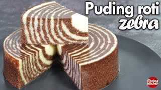 resepi puding roti zebra | lembut dan sedap