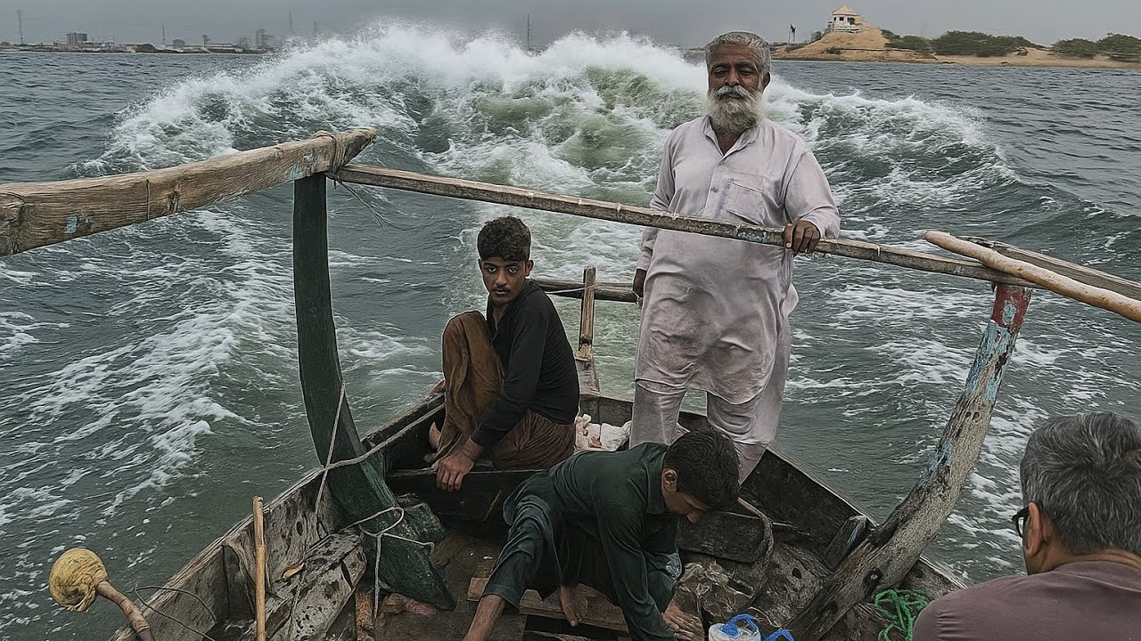 Fishing at Port Qasim Russian Beach 🎣🏖️ #Fishing #Beach #PortQasim 2025