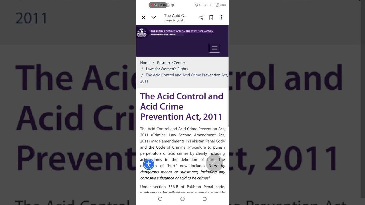 The Acid Control and Acid Crime Prevention Act, 2011