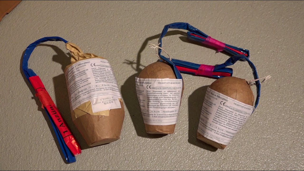 2x 75mm Feuertöpfe (Silberglitter & Rot zu Silberglitter) | Blackboxx Fireworks