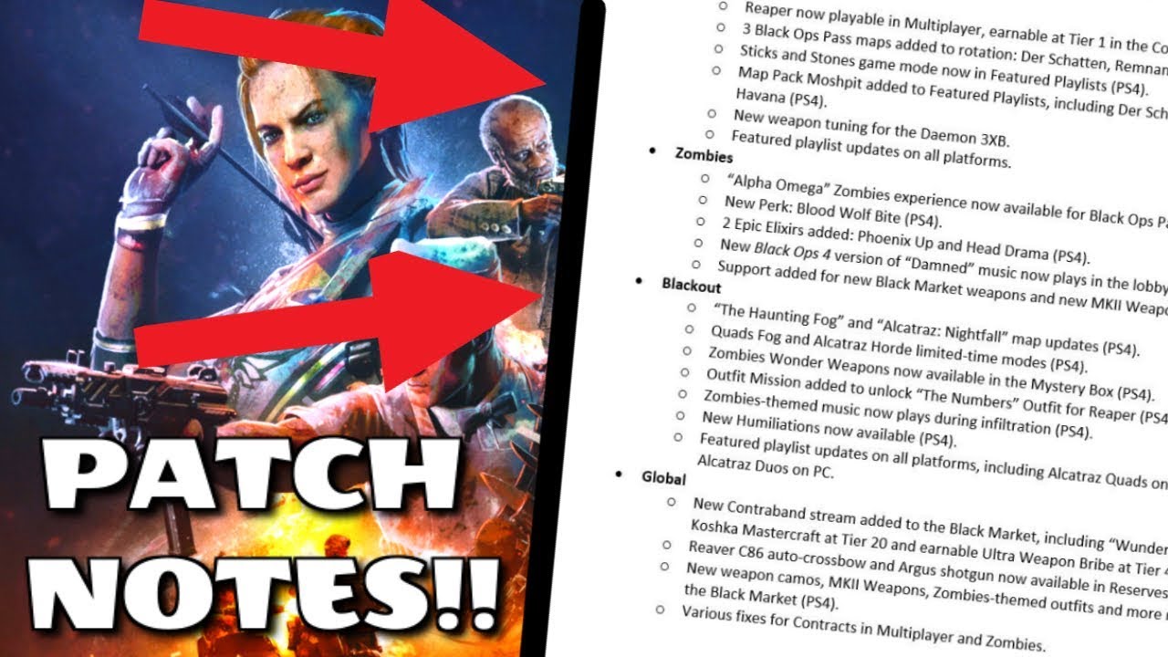 BLACK OPS 4 UPDATE APOCALYPSE Z 1.20 PATCH NOTES.... ( *DLC WEAPONS, ZOMBIES MAP* )!!!!😍
