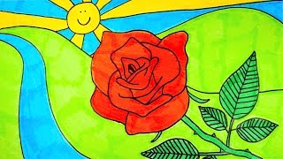How To Draw A Red Rose | Kids Coloring Video