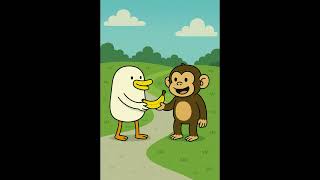 token of friendship #friends #banana #chimpanzee #duck #sharing #love #gift #present #hug #abrazo
