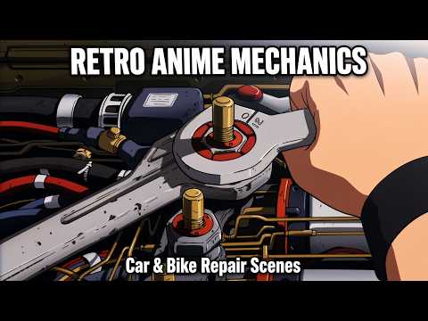 Retro Anime Mechanics: Classic Car & Motorcycle Repair Scenes
