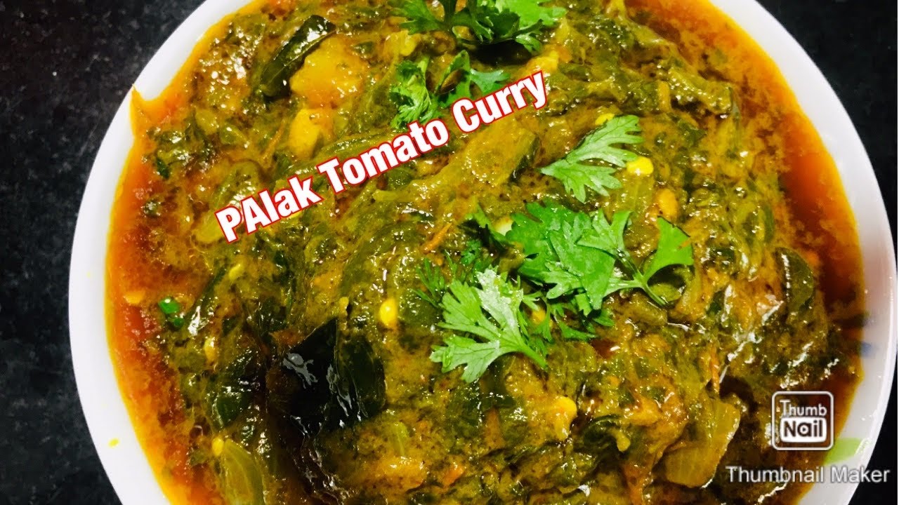 Spinach tomato Curry/Palak tomato curry/ఇలా చేసుకోండి...Puri/Pulka