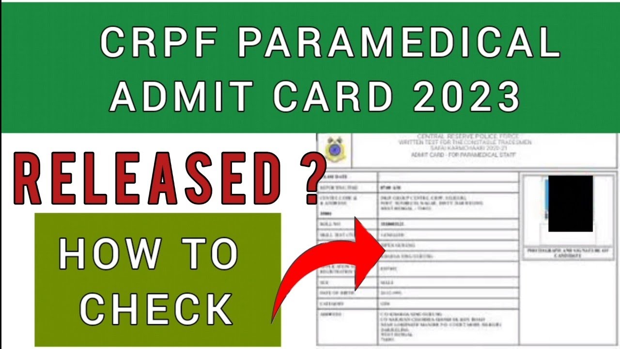 CRPF 2023 Paramedical Admit Card | How To Check CRPF Paramedical Admit Card 2023