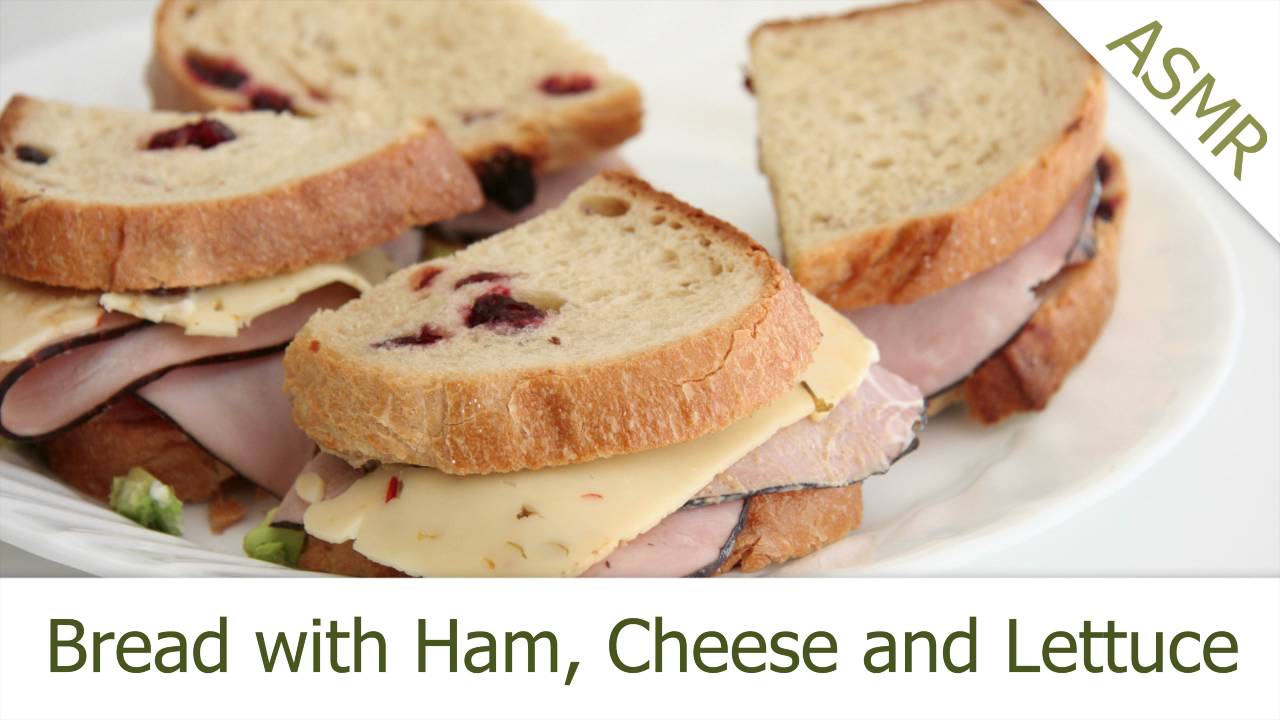 Binaural ASMR Bread with Ham, Cheese and Lettuce Eating l Mouth Sounds