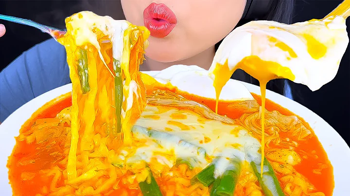 Asmr Mukbang | Spicy Noodles with Enoki Mushrooms & Soft Boiled Eggs | Eating Sounds | ASMR Phan