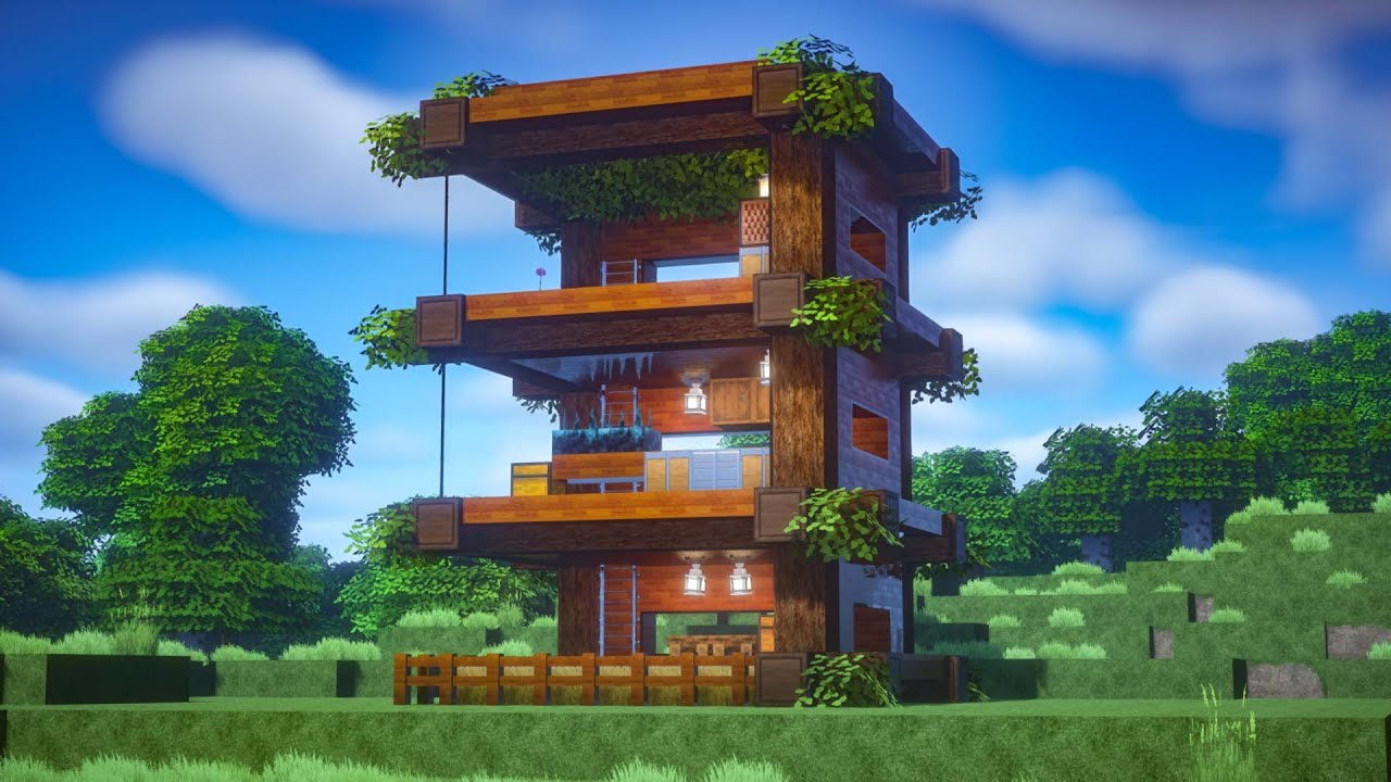 Minecraft | How To Build A Wooden 3 Story House - YouTube