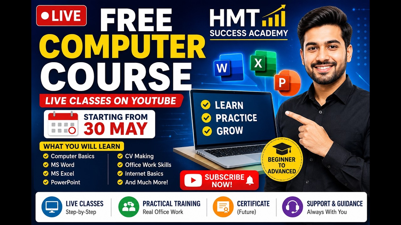 FREE Computer Course Class 1 | Computer Basics + MS Word | LIVE - YouTube