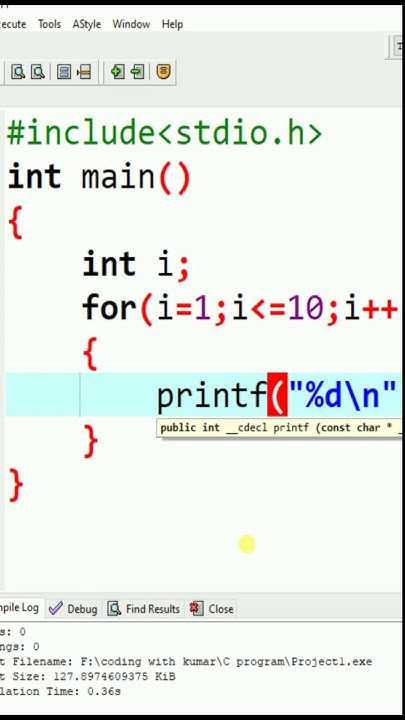 Print 1 to 10 using for loop in C Programing #shorts #youtubeshorts # ...