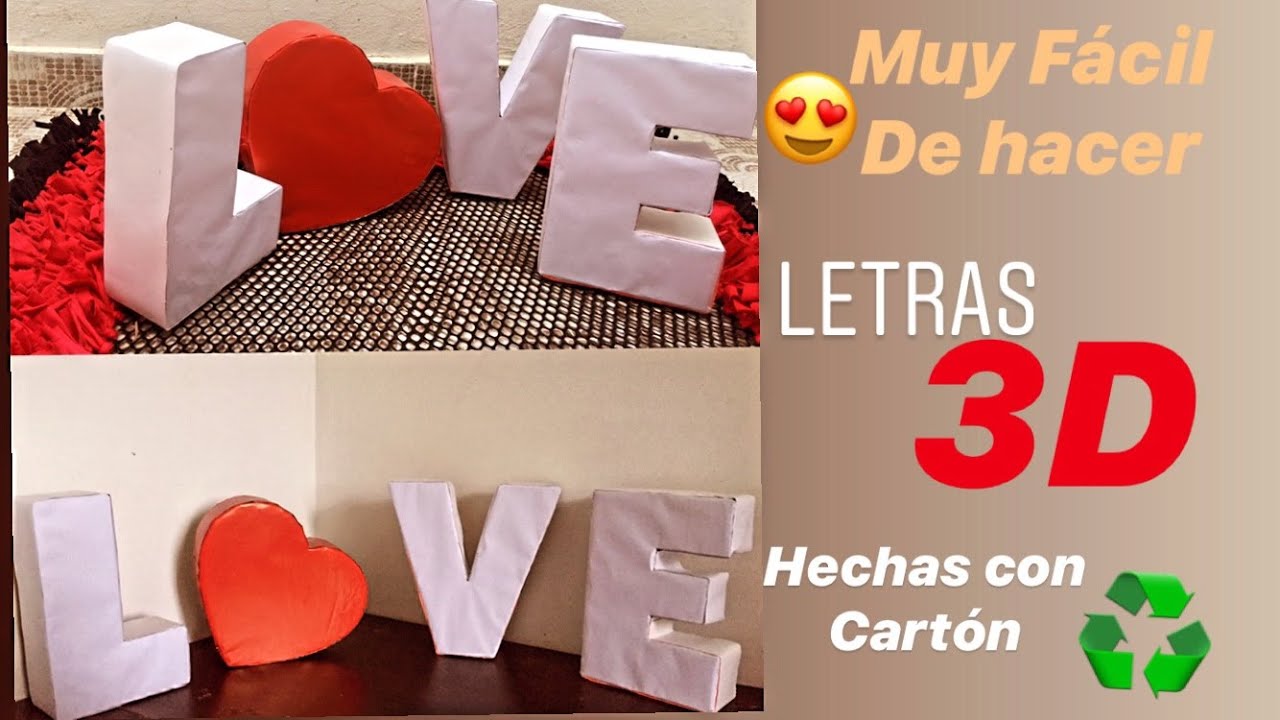 😃👍💞CÓMO HACER LETRAS 3D CON CARTÓN 💞😃DIY 