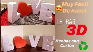 COMO HACER LETRAS 3D EN CARTÓN //Decora tu CUARTO y FIESTAS con esta FACIL TECNICA