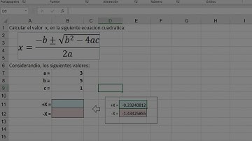 ECUACION CUADRATICA EN EXCEL