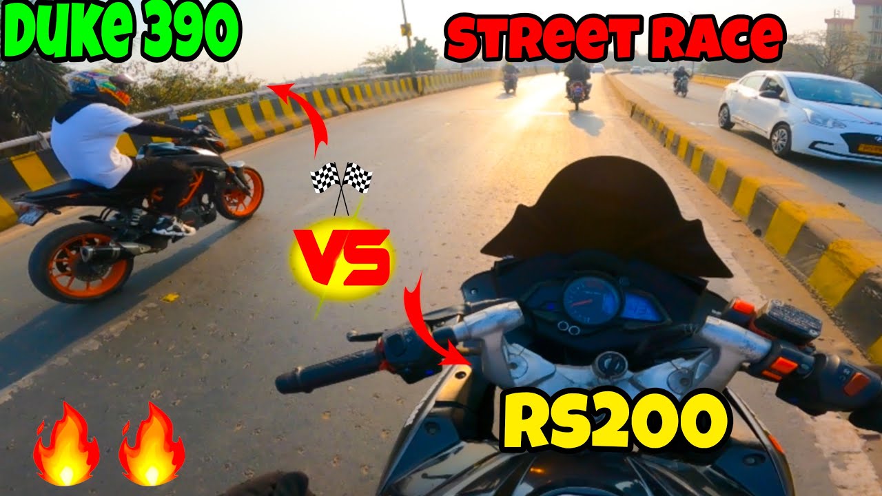 Duke 390 Takes On RS200 In EPIC Street Race🚀🚀/ duke390 vs rs200 🔥/ @Trakerkartikvloge 