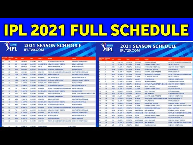 ipl 2021 schedule full