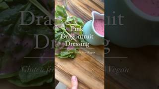 5 ingredient dragonfruit vinaigrette- olive oil, agave, dragonfruit, apple cider vinegar, chia seeds