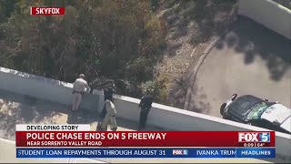Pursuit Ends With Driver Jumping Over Barrier On I-5 Freeway