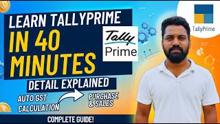 Learn Tally Prime in 40 Minutes | Auto GST Calculation for Purchase &amp; Sales (Telugu)