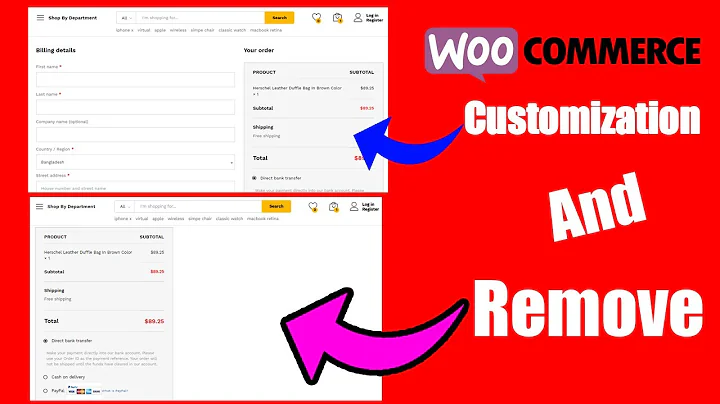 Woocommerce checkout page customization remove the billing details from the WooCommerce Checkout