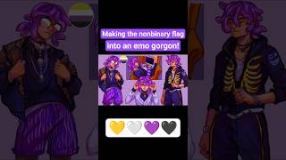I turned the nonbinary flag into a gorgon oc 🐍💜 | ✧°｡ #nonbinary  #characterart #oc #lgbt #pride