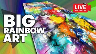 How to create a MEGA RAINBOW painting  LIVE tutorial!!