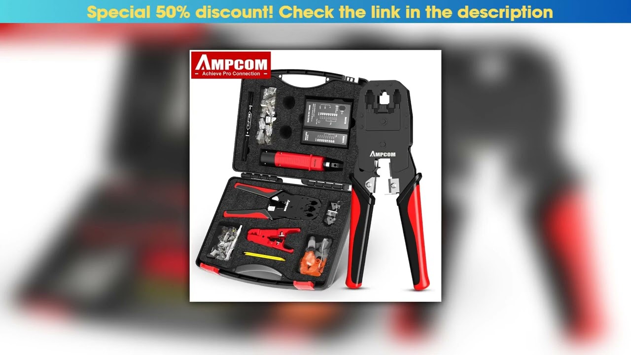 Best Seller AMPCOM RJ45 Crimper Lan Tester Tool Set Ethernet Cable Stripper Punch Down Tool RJ 45 R