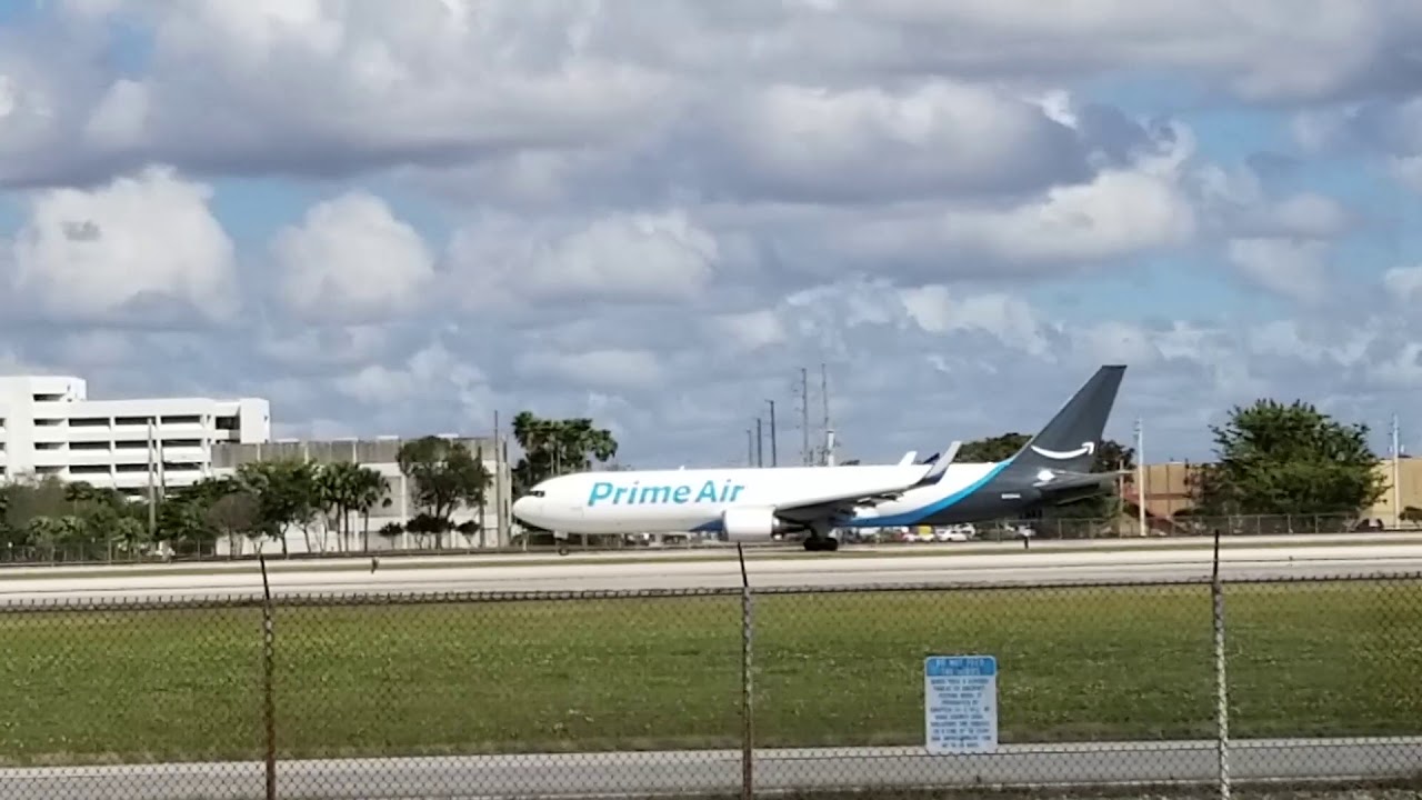 Amazon Airplane taking off from Miami International Airport - YouTube