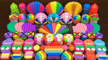 RAINBOW SEASHELL Slime ! Mixing Random Things  into GLOSSY Slime ! Satisfying Slime Video #969