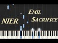 Nier  emil sacrifice piano tutorial synthesia