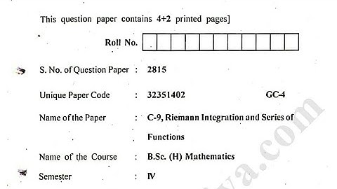 Riemann Integration and Series of Functions Question Paper - 1 | Semester - IV | University of Delhi